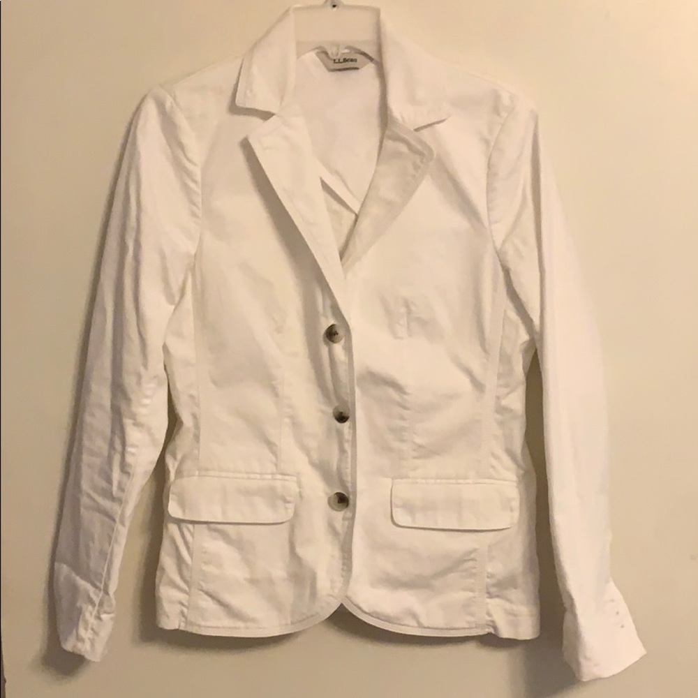 LL Bean white denim blazer